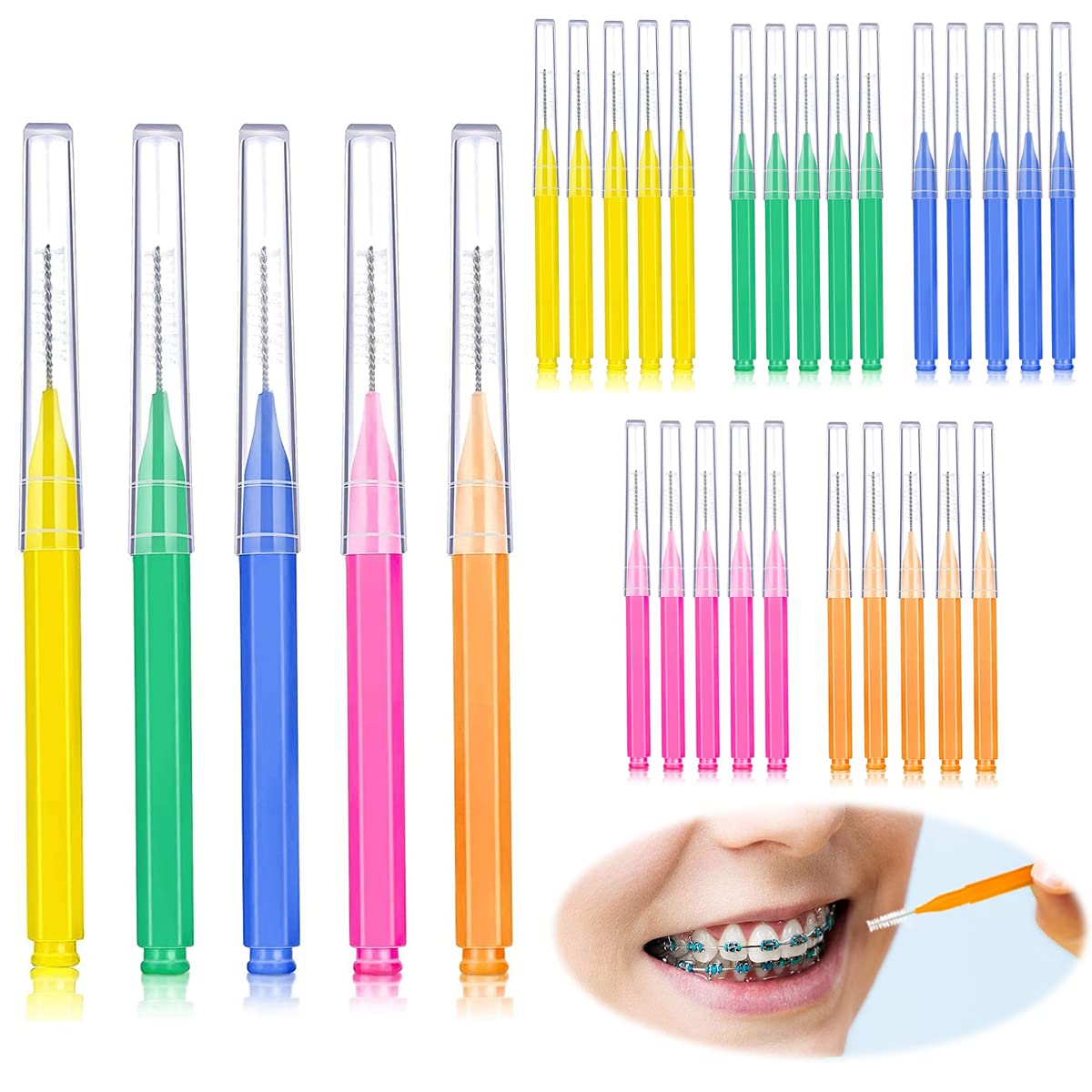 HANNEA 30pcs/Set Interdental Brushes, Interdental Brush Angle, Angled Dental Brush for Teeth Oral Dental Care Brush Cleaning Tool with Tip Covers HANNEA 30pcs/Set Interdental Brushes, Interdental Brush Angle, Angled Dental Brush for Teeth Oral Dental Care Brush Cleaning Tool with Tip Covers